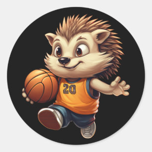 Pegatina Redonda Baloncesto Hedgehog 1