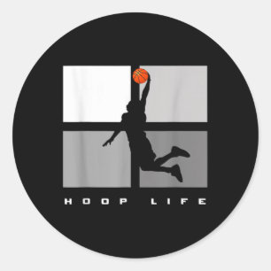 Pegatina Redonda Baloncesto Hoop Life Hombres Hombres Fun Baloncest