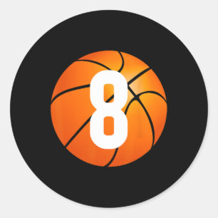 Pegatina Redonda Baloncesto infantil - Cumpleaños de 8 años