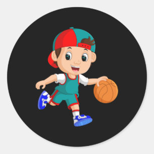 Pegatina Redonda Baloncesto Jugador (2)