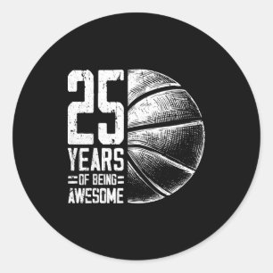Pegatina Redonda Baloncesto Jugador Épico 25 Años Baloncesto Viejo