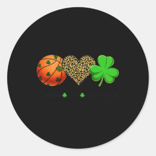 Pegatina Redonda Baloncesto Love Saint Patrick's Day Shamrock Clove