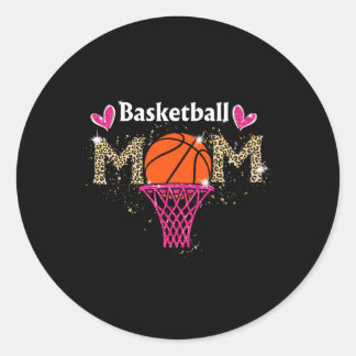 Pegatina Redonda Baloncesto Mamá Leopard Juego de Mamá Día de Encan