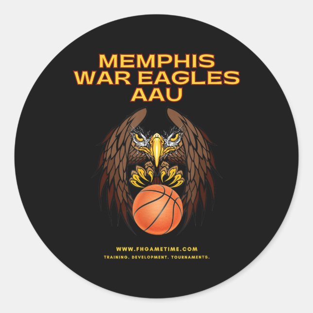 Pegatina Redonda Baloncesto Memphis War Eagles Aau (Anverso)