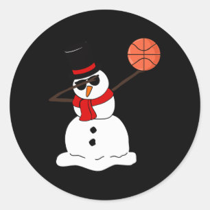 Pegatina Redonda Baloncesto Navidades de luz de nieve en baloncesto