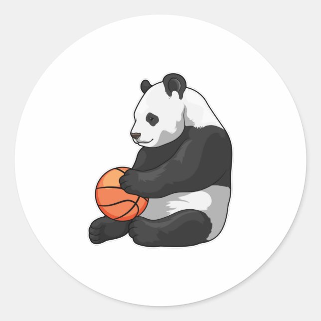 Pegatina Redonda Baloncesto Panda (Anverso)