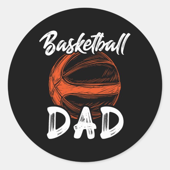 Pegatina Redonda Baloncesto Papá Para Hombres Familia Baloncesto (Anverso)