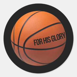 Pegatina Redonda Baloncesto Para Deportistas Que Aman A Dios Y A La