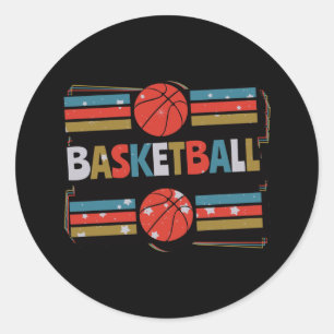 Pegatina Redonda Baloncesto Resumen de arte de palabras - Minimalis