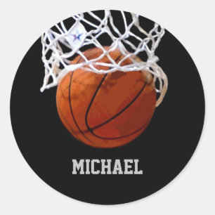 Pegatina Redonda Baloncesto Su Nombre