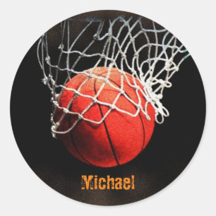 Pegatina Redonda Baloncesto Su Nombre