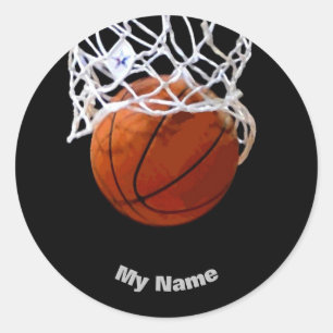 Pegatina Redonda Baloncesto Su Nombre