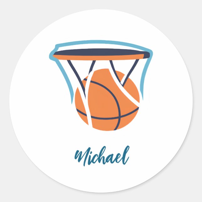 Pegatina Redonda Baloncesto Su nombre Personal (Anverso)