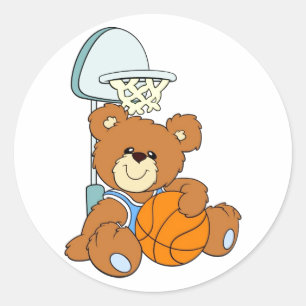 Pegatina Redonda Baloncesto Teddy Bear