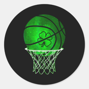 Pegatina Redonda Baloncesto Trébol de la Suerte Trébol Irlandés San