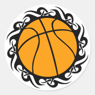 Pegatina Redonda baloncesto tribal.
