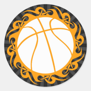 Pegatina Redonda baloncesto tribal.