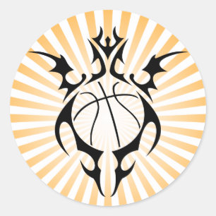 Pegatina Redonda baloncesto tribal.
