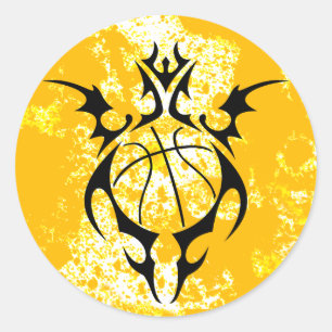 Pegatina Redonda baloncesto tribal.