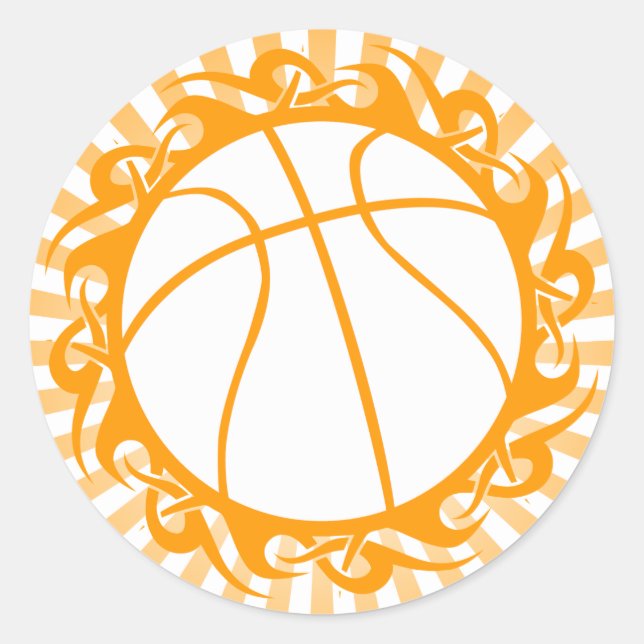 Pegatina Redonda baloncesto tribal. (Anverso)
