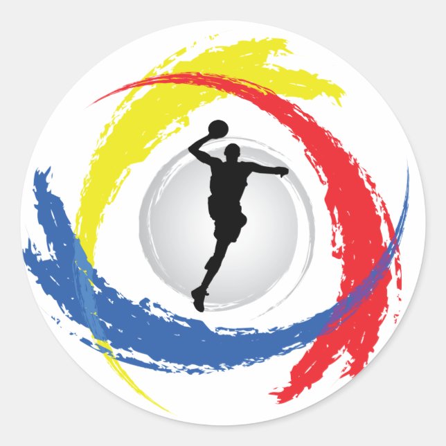 Pegatina Redonda Baloncesto tricolor Emblem (Anverso)