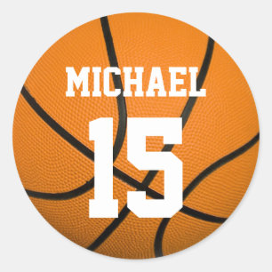 Pegatina Redonda Baloncesto tu nombre Personalizable
