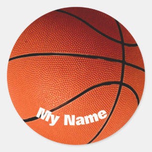 Pegatina Redonda Baloncesto tu nombre Personalizado