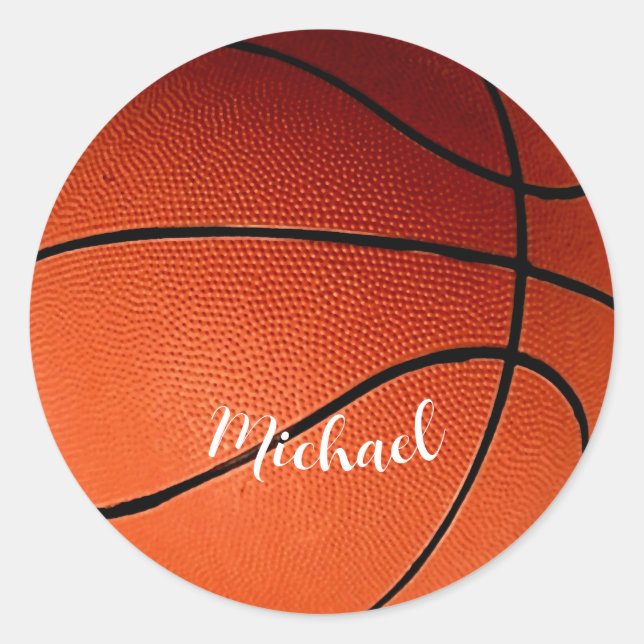 Pegatina Redonda Baloncesto tu nombre Personalizado (Anverso)