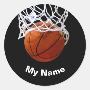Pegatina Redonda Baloncesto Tu Nombre Personalizado