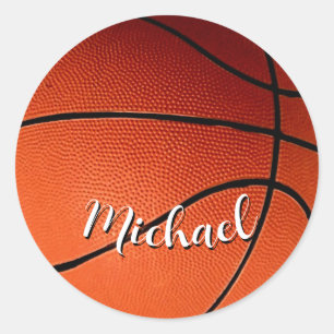 Pegatina Redonda Baloncesto tu nombre Personalizado
