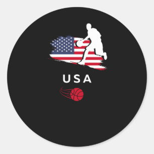 Pegatina Redonda Baloncesto Usa