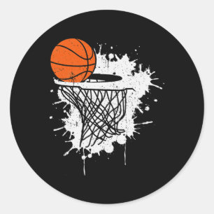 Pegatina Redonda Baloncesto Vintage Bball Player Coach Sports Balle