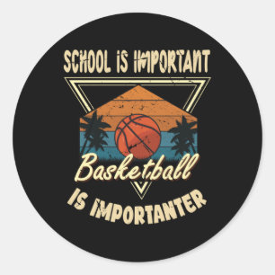 Pegatina Redonda Baloncesto Vintage Slogan Funny
