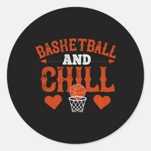 Pegatina Redonda Baloncesto Y Chill - Hombres De Baloncesto