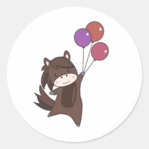 Pegatina Redonda Balones De Caballo Moscas Cutan Animales Para Niño