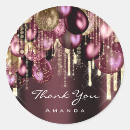 Pegatina Redonda BALONES DE PURPURINA DE ORO DE Borgoña DAN LAS GRA