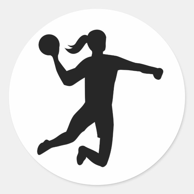 Pegatina Redonda Balonmano femenino (Anverso)