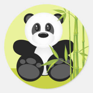 Pegatina Redonda Bamboo Panda Bear