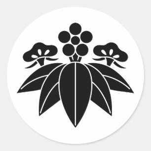 Pegatina Redonda Bambú de pino al estilo gentiano