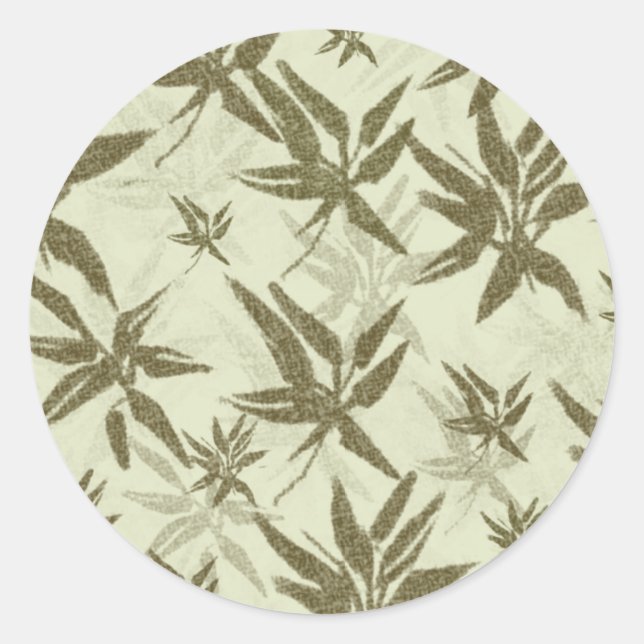 Pegatina Redonda Bambú sobre las ovejas beiges - patrón de superfic (Anverso)