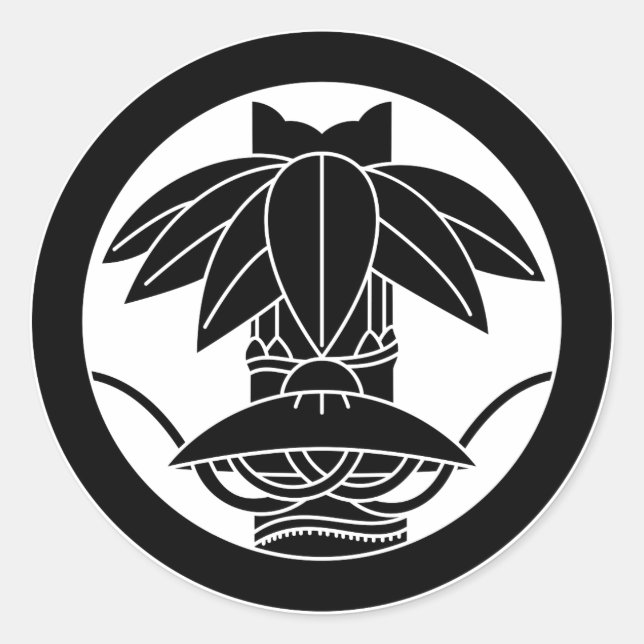 Pegatina Redonda Bambú y gorra sedge en círculo (Anverso)