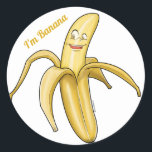 Pegatina Redonda Banana Amarilla Cuta - Funny Fruit personalizado<br><div class="desc">Pegatina de plátano amarillo lindo - Personalizado de frutas gracioso para cualquiera</div>