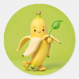 Pegatina Redonda “Banana Baby dice hola! 🍌💙 Agrega dulzura y sonr