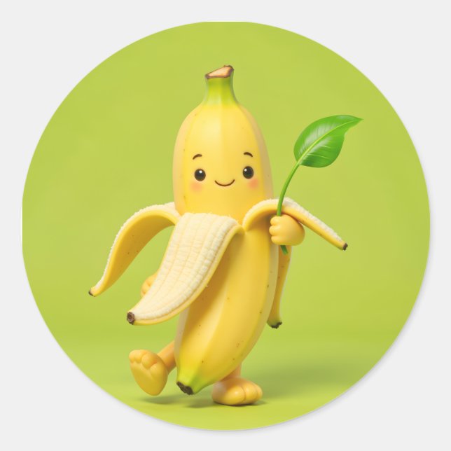 Pegatina Redonda “Banana Baby says hi! 🍌💙 Add sweetness and smile (Anverso)