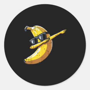 Pegatina Redonda Banana Dab Sungles Cute Fruta Bailar Niños Hombres
