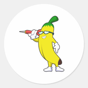 Pegatina Redonda Banana en Darts con Dart