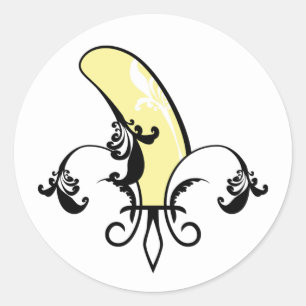 Pegatina Redonda banana fleur de lis