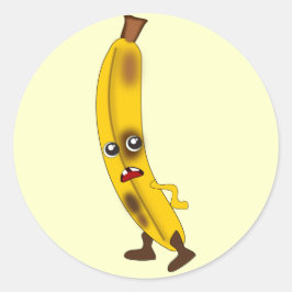 Pegatina Redonda Banana herida: Mal Pandilla de Frutas