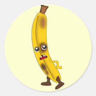 Pegatina Redonda Banana herida: Mal Pandilla de Frutas