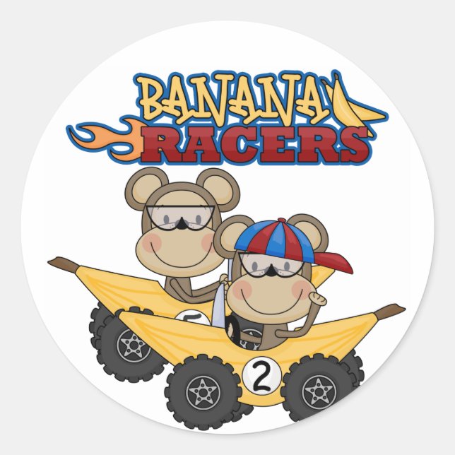 Pegatina Redonda Banana Racers camisetas y regalos (Anverso)